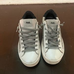 P448 Silver John Ginevra Glitter Sneakers Size 36